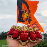 Orange Panchmukhi Hanuman Ji Murti Statue, 17.6cm wide, for home decor and gifting, offering protection from evil eye