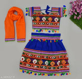 PK HUB Navratri Garba Cotton Dress: Mirror work stitched net Ghagar Choli, Lehenga, Chania Choli for kids (6-24 months), India origin