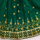 Taffeta silk embroidered lehenga choli for kids girls, solid top & net dupatta, sleeveless, Indian wedding outfit for 2-6 years