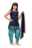 Silk printed net Plazzos dress for girls, three-quarter sleeves, India origin