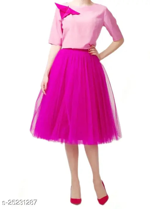 Tulle midi skirt, high waist tutu design, knee-length layered tulle for women and girls, India origin, casual to fabulous western wear