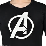 Black cotton round-neck half sleeve Avengers printed T-shirt for men, trendy fashion partywear with short sleeves