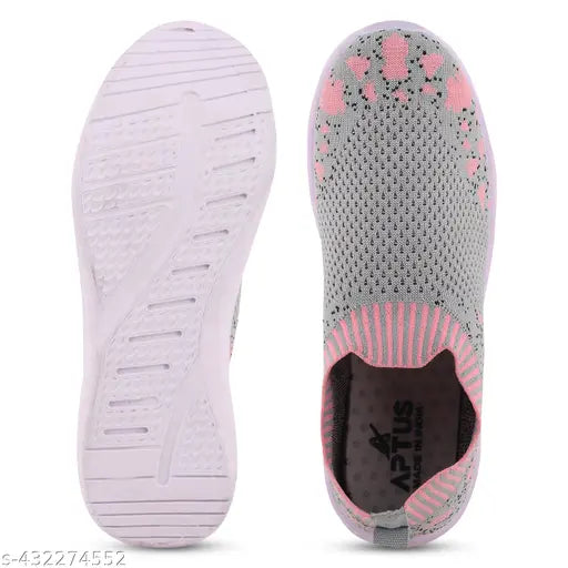 Aptus Liza-8 women's printed belly shoes, knitted upper with PVC sole, ladies bellies running sports slip-ons, available in sizes IND-5 to IND-8 (size chart provided)
