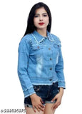 Pearl denim jacket, long sleeve, solid pattern, Morvi collection - adds sophistication to everyday style