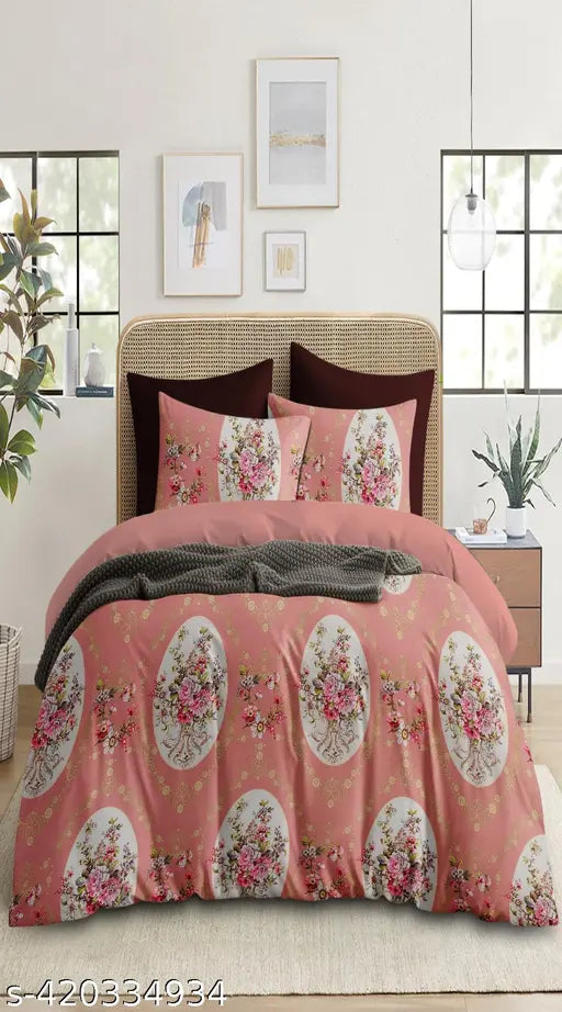 Royal pink floral quilted double bed comforter, cotton, 8ft x 7.5ft, India