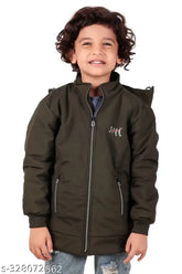 Red and navy blue polyester jacket for boys, solid design on a casual occasion