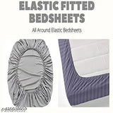 Elastic fitted cotton double bedsheet set with floral pattern, superfine quality, adult-suitable, summer season, BM DECOR brand, 2 pillow covers