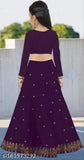 Taffeta silk semi-stitched lehenga choli set with embroidery, three-quarter sleeves, dry clean only