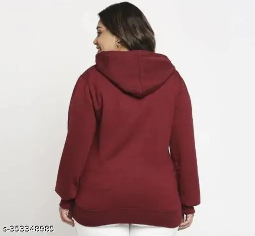 Stylish XXL fleece zip hoodie for women, solid color, long sleeves