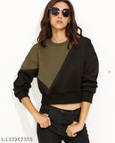 Colorblocked long-sleeve cotton crop top for women and girls, stylish full sleeves, India origin