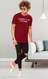 Maroon PEPP N HAGG men's high density cotton round neck half sleeve T-shirt - stylish, trendy, perfect for everyday use