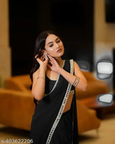 Lightweight Georgette saree with trendy mirror lace border, ideal for women's ethnic wear