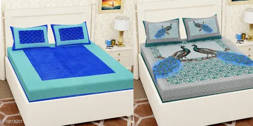 Microfiber double bedsheets set with four pillow covers, Queen size, made in India