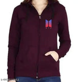 Fleece BTS printed winter jacket for women & girls, long sleeves with fun graphics, available in S, M, L, XL, XXL (India)