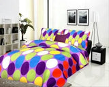 Microfiber geometric print double queen BDS flat sheets, 140 thread count, two pillow covers from India