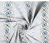 White, 100% pure cotton, super soft elastic fitted double bedsheet with 2 pillow covers, geometric pattern, ideal for adults during summer seasons