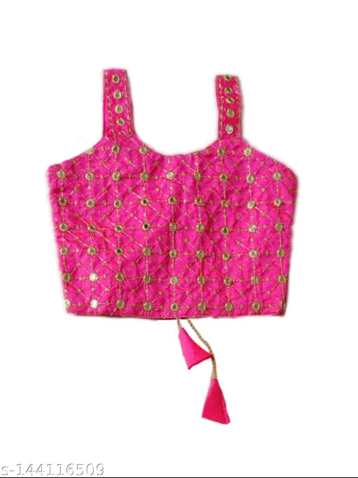 Princess-style satin lehenga set with net dupatta & embroidery, India-made kids girls wear (6m - 8yrs)