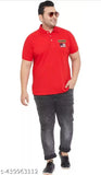 Men's short-sleeve solid cotton check T-shirt, plus size, classic polo design. Breathable, machine washable, versatile style available in various colors and sizes. Made in India