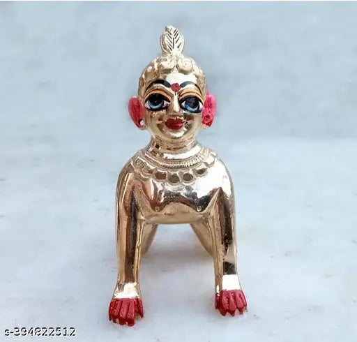 Brass Krishna idol, Shri Ji Mathura Baal Radha Rani 2 Ashtdhatu version from India