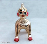 Brass Krishna idol, Shri Ji Mathura Baal Radha Rani 2 Ashtdhatu version from India