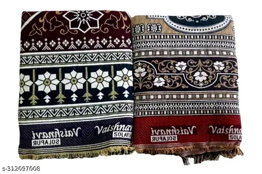 Designer Solapur Cotton Blanket, ethnic motifs, free size (60x90), traditional warmth & comfort