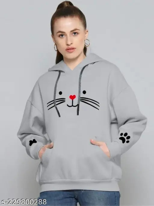 Cotton blend kids hoodie cat with printed net pattern, long sleeves for 12-16 years old, made in India