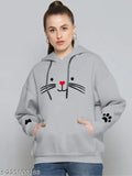 Cotton blend kids hoodie cat with printed net pattern, long sleeves for 12-16 years old, made in India