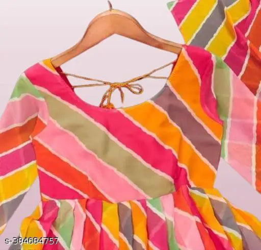 Women's white Georgette floral Anarkali kurti gown with dupatta, trendy casual office partywear