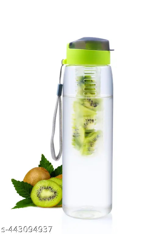 Red leakproof plastic DNkitch Fruit Infuse Water Bottle with infuser chamber - customize your water with natural flavors, wide mouth opening for easy filling and cleaning, sports opening