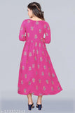 Rayon floral print calf length Meesorra kurta, single size 4XL with 3/4 sleeves, ideal for Indian fashion