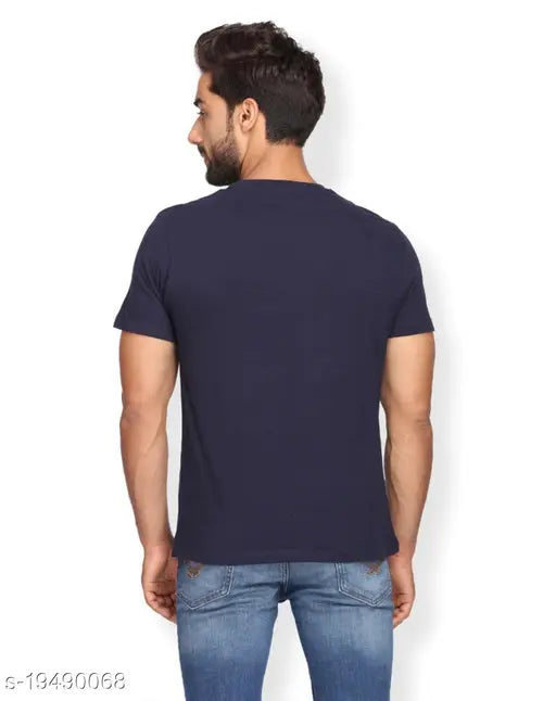 Men's stylish cotton half-sleeve t-shirt, printed design on short sleeves - fashionable wear (India)
