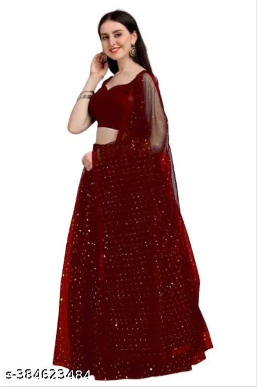 Maroon satin choli and net dupatta set, embellished with golden tikli work, Indian bridalwear arrival