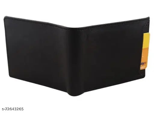 Black PU leather formal travel wallet, TAQWA Men Casual Evening Party accessory, 3 card slots, hand-stitched design