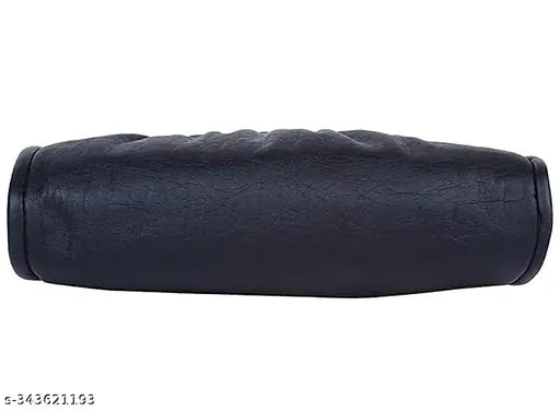 Black PU leather hand purse by LSGF Styles, solid pattern, 3 compartments, free size (8in x 18in), elegant zip closure clutch for girls and women