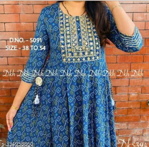 Rayon, printed combo Alisha sensational kurtis, three-quarter sleeve length, Indian ethnic wear on model