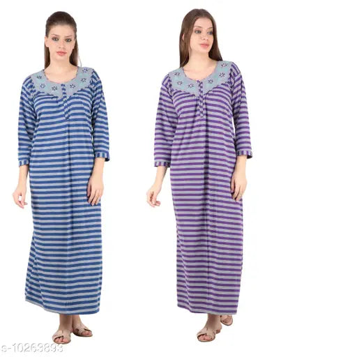 Wool & satin printed net nightsuits for women, XXL or free size, Siya fashionable winter wear