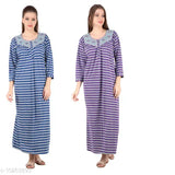Wool & satin printed net nightsuits for women, XXL or free size, Siya fashionable winter wear