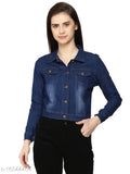 Denim waistcoat for women, Urbane Elegant jacket with long sleeves, solid pattern, sizes S-XL, made in India