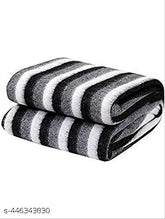 Black and white striped polyester single bed AC fleece blanket (60 x 90 inches), lightweight and durable, made with natural dyes