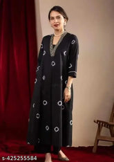 Rayon black casual kurta set with printed net pants for women and girls - three-quarter sleeves, pack of 2 (India)