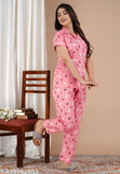 Printed rayon nightsuit for women, vibrant pattern on kurta & pants set