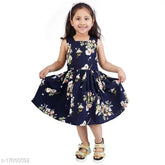 Crepe printed net dress for girls (1-12 years), Indian origin, sleeveless style