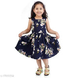 Crepe printed net dress for girls (1-12 years), Indian origin, sleeveless style