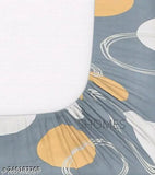 Elastic-fitted cotton double bedsheet with 2 pillow covers, geometric pattern, superfine quality - XMBUG