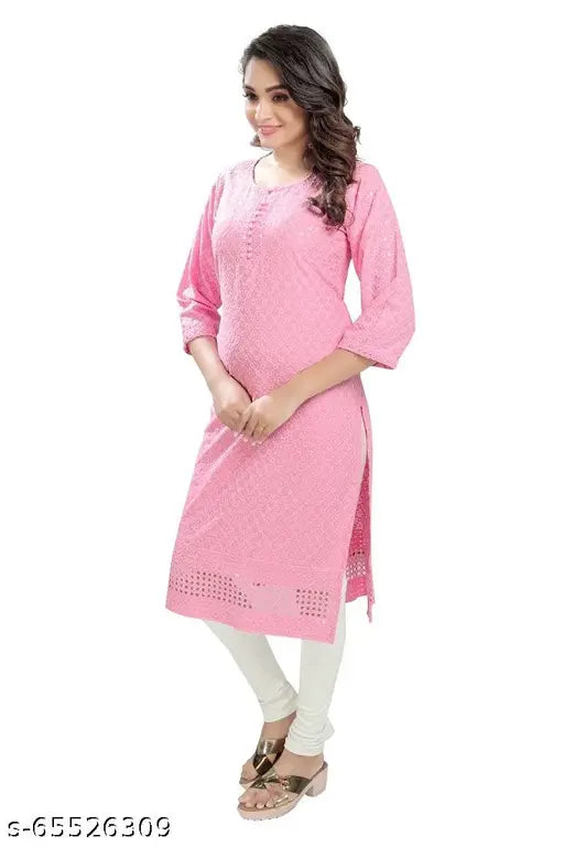 Silk straight-sequinned Dream Dzire Women's Kurti with three-quarter sleeves, embellished combo
