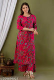 Rayon checkered kurta set with palazzo bottoms, three-quarter sleeves for women - Aakarsha Drishya Women Kurta Sets, India