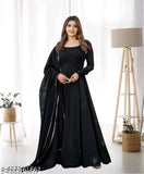 Georgette, long-sleeved Banita Fabulous Kurtis in solid print. Floral-print gown with matching dupatta, celebratory Indian outfit