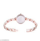 Gold stainless steel casual watch for women, white dial with transparent design, free size (23mm), India origin