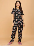 Printed polycotton women's nightsuits set, pack of 2 - Short sleeved pyjamas in sizes S-XXL. Made in India