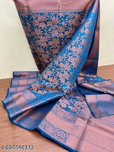 Soft litchi silk Banarasi saree with zari work, free size, made in India